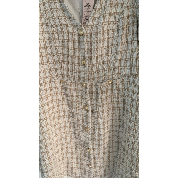 NWT Nanette Lepore tweed dress Buttons style  14 classic elegant warm sand white - Picture 11 of 13